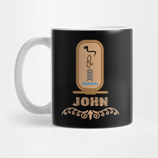 JOHN-American names in hieroglyphic letters-JOHN, name in a Pharaonic Khartouch-Hieroglyphic pharaonic names by egygraphics